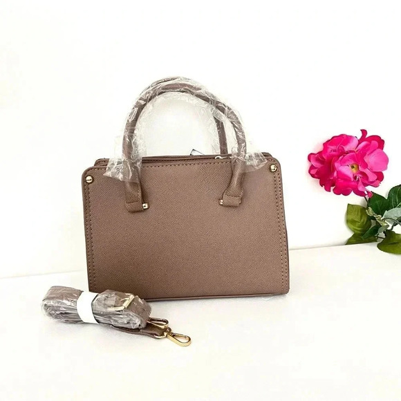 BEBE Kate Satchel Shopper Bag Removable Strap Taupe - Picture 2 of 10